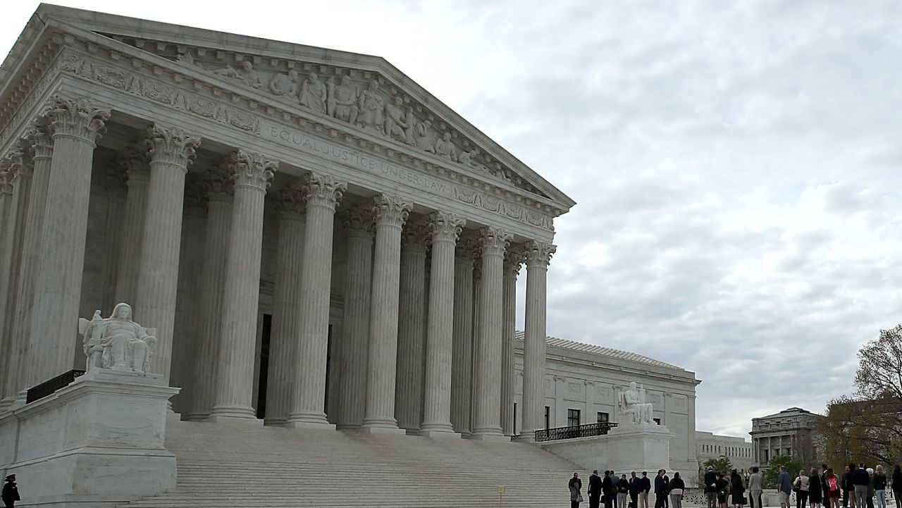 WASHINGTON, DC - APRIL 23: People wait in line to enter the U.S. Supreme Court, on April 23, 2018 in Washington, DC. Today the high court is hearing arguments in Chavez-Mesa v. US, which concerns a technical matter regarding sentencing guidelines. Deputy Attorney General Rod Rosenstein will be representing the government. (Photo by Mark Wilson/Getty Images)