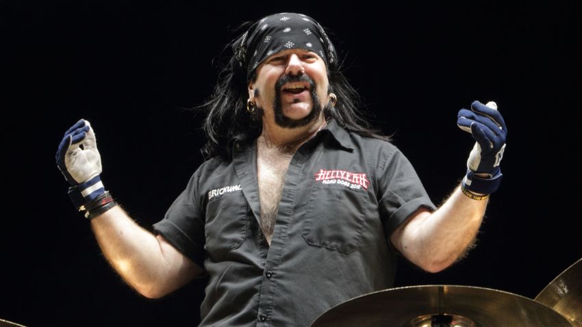 Vinnie Paul, formerly of the band Pantera, performs in concert with Hellyeah at the Giant Center on Thursday, May 8, 2014, in Hershey, Pa. (Photo by Owen Sweeney/Invision/AP)