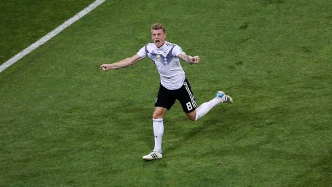 Toni Kroos celebrates his dramatic winner.