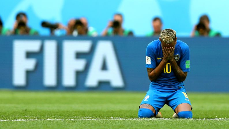 Neymar is overcome with emotion after Brazil defeated Costa Rica 2-0 on Friday, June 22.