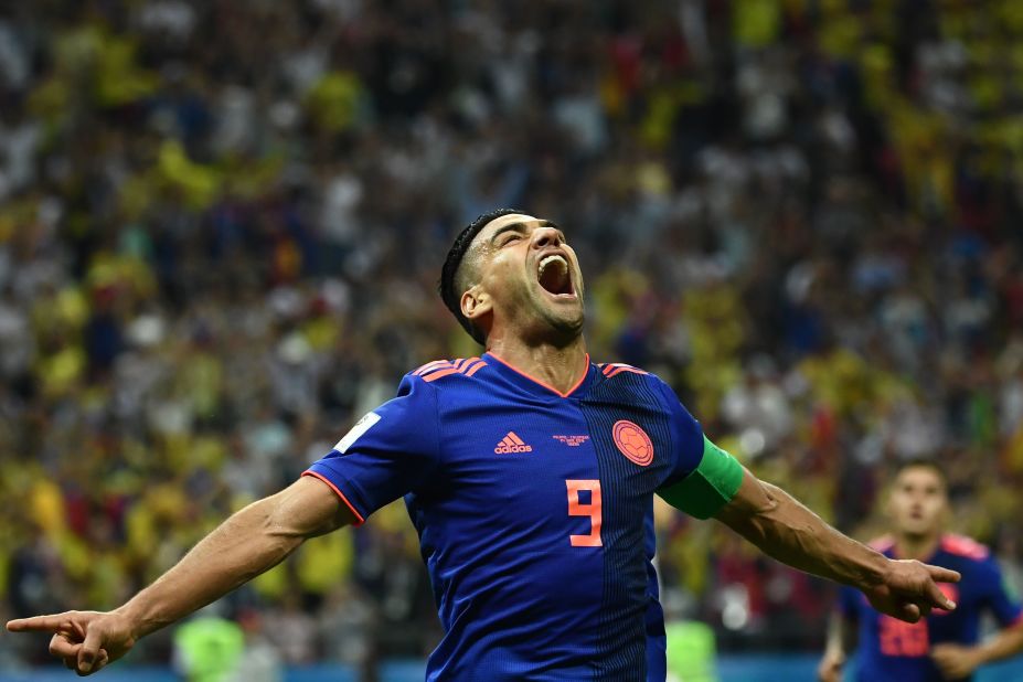 Colombian forward Falcao celebrates after scoring against Poland on June 24. Colombia won 3-0.