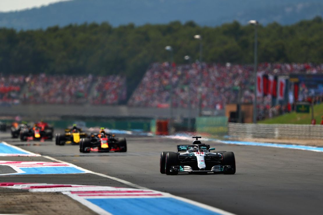 Lewis Hamilton heads towards victory at the French GP.