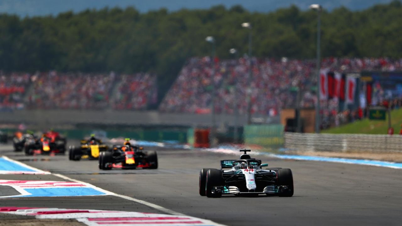 Lewis Hamilton heads towards victory at the French GP.