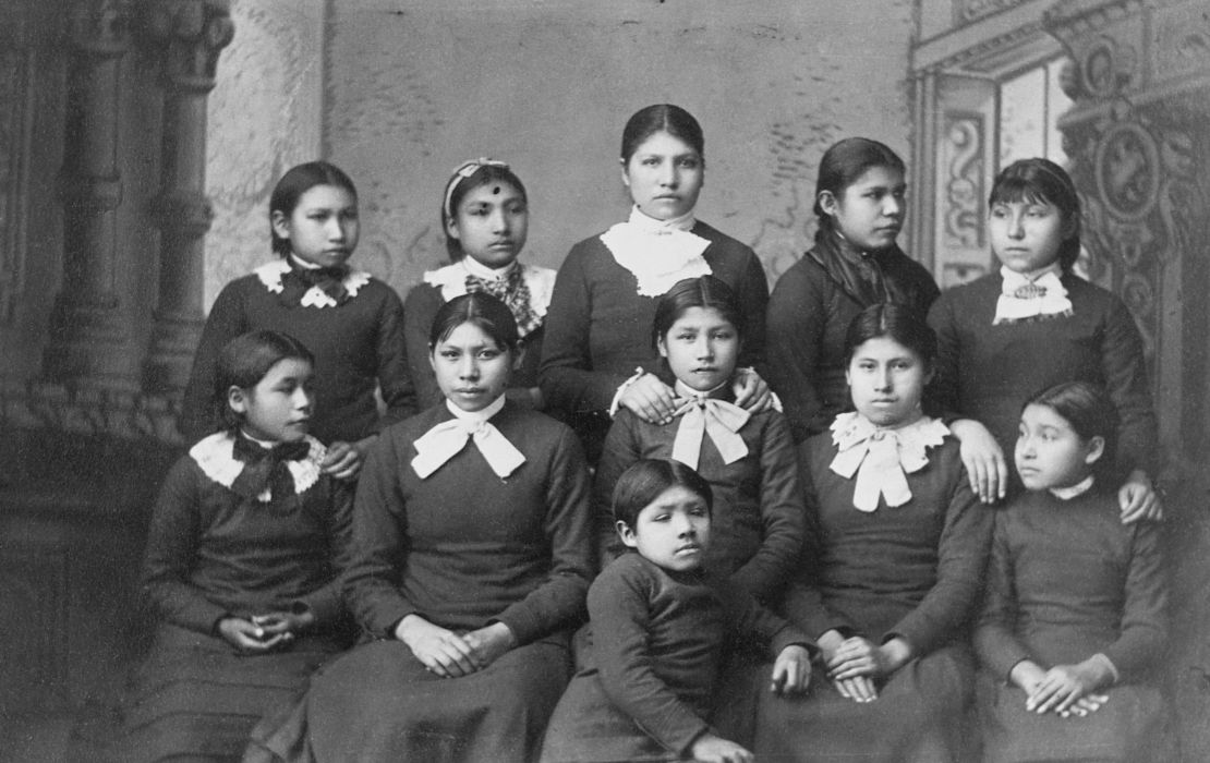 Native American girls from the Omaha tribe at Carlisle School, Pennsylvania.