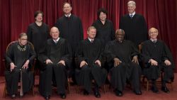 Justices of the US Supreme Court sit for their official group photo at the Supreme Court in Washington, DC, on June 1, 2017. 
Seated (L-R): Associate Justices Ruth Bader Ginsburg and Anthony M. Kennedy, Chief Justice of the US John G. Roberts, Associate Justices Clarence Thomas and Stephen Breyer. Standing (L-R): Associate Justices Elena Kagan, Samuel Alito Jr., Sonia Sotomayor and Neil Gorsuch. / AFP PHOTO / SAUL LOEB        (Photo credit should read SAUL LOEB/AFP/Getty Images)
