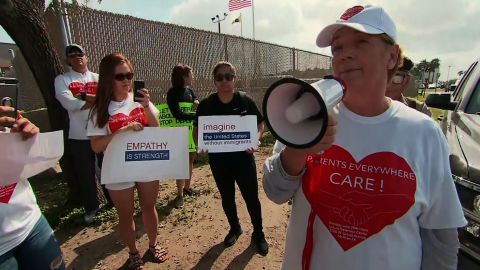 Protesters gathered Monday to denounce the separation of migrant children and their parents.