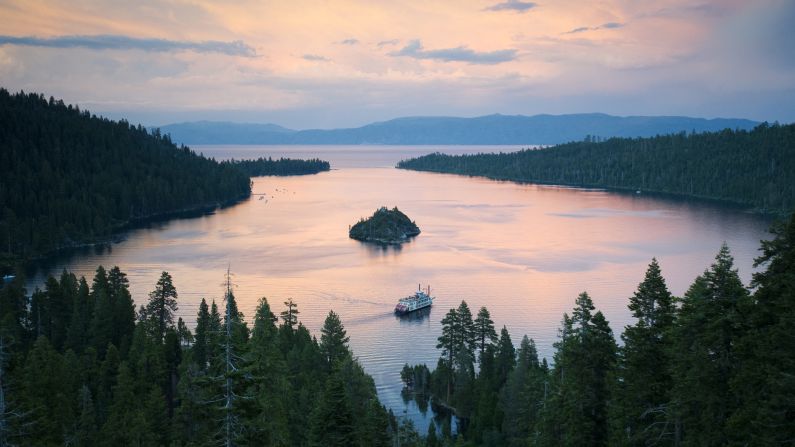 <strong>Emerald Bay, Southwest Shore, California:</strong> For jaw dropping views, take a trip to Emerald Bay to see nearby Fannette Island from a perch on the granite cliffs. 