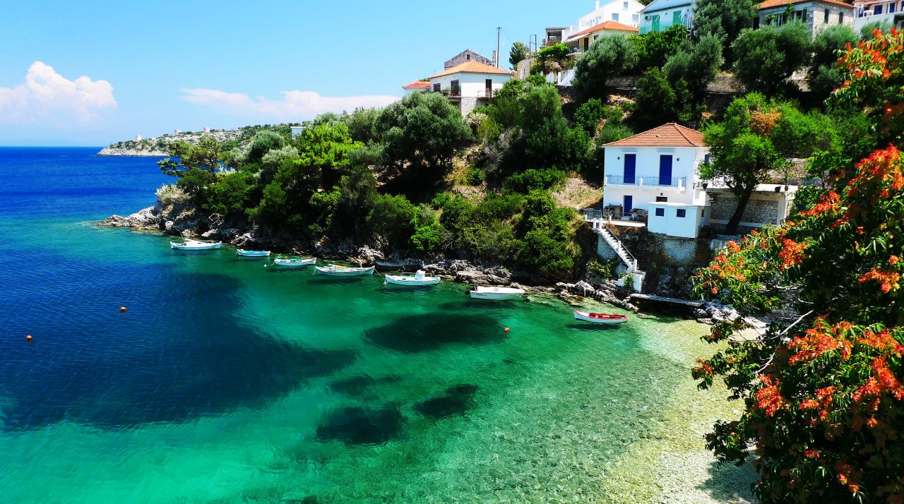 <strong>Greece, Ionian: </strong>With sun-baked beaches, turquoise waters, olive groves, deserted bays, rustic harbors with white-washed houses and spilling bougainvillea, the Greek islands provide the perfect canvas for a sailing odyssey. Kioni (pictured) is a charming town in the Ionian.  
