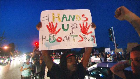 Protester in Ferguson, MO in 2014