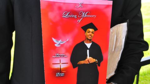 The cover of the funeral program for Jamel Dunn, 31, last July. 