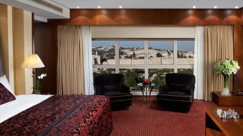 The presidential suite offers views of the Old City.