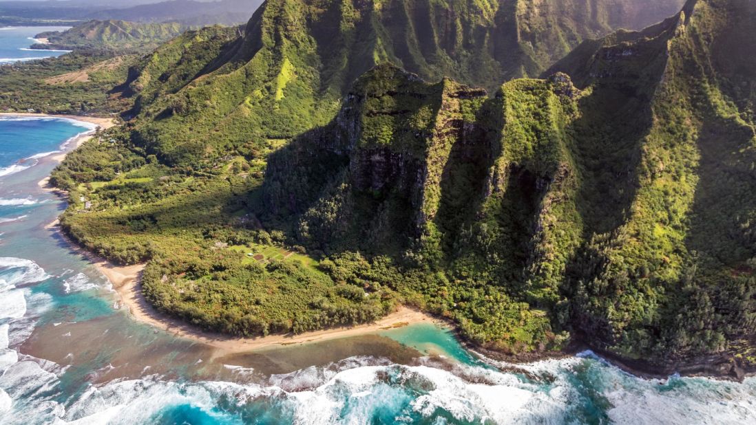 <strong>Nā Pali Coast, Hawaii:</strong> This impressive coastline acted as the backdrop for both "Jurassic Park" and "Jurassic World" and features spectacular cliffs, secluded jungle waterfalls and far flung beaches.