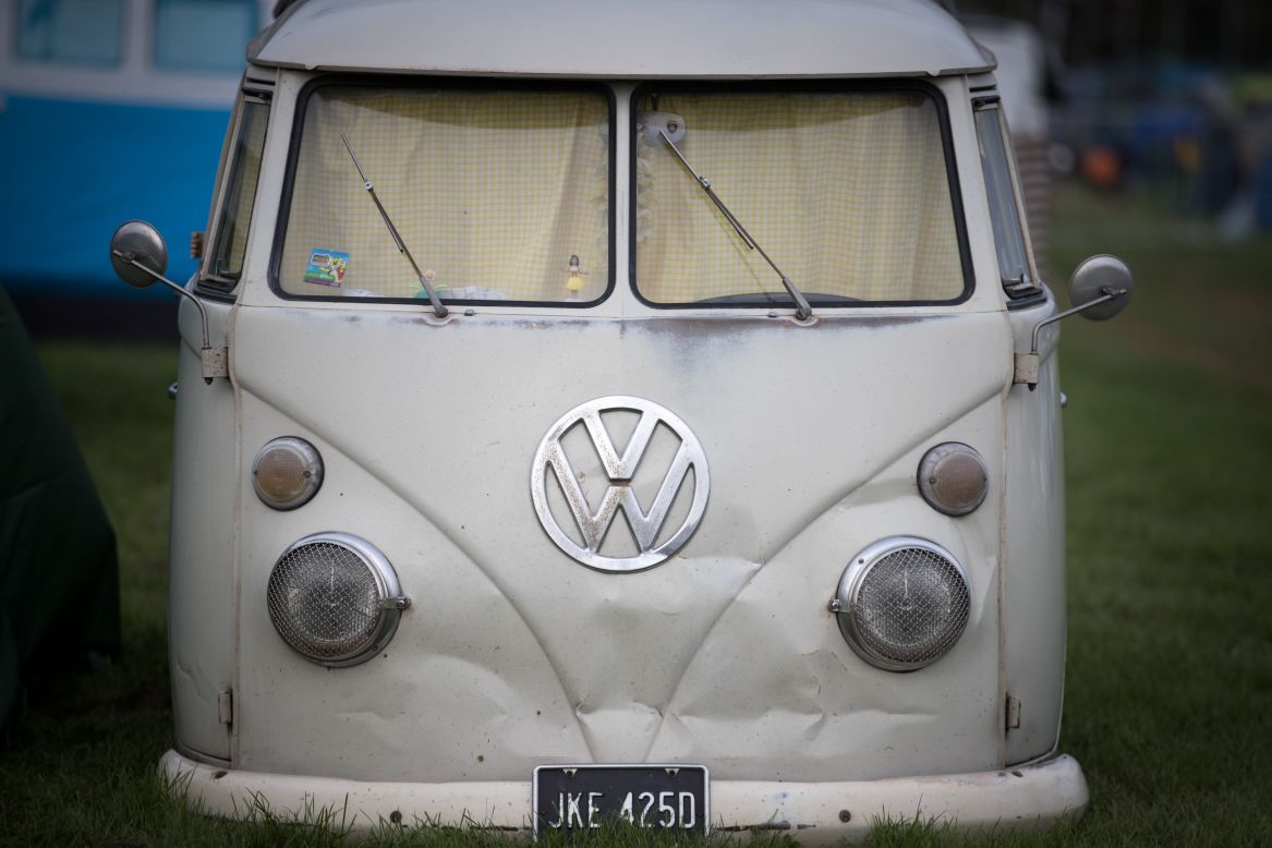 The original VW campervan, such as this one spotted at the 2017 Bestival music festival in Dorset, are also making a comeback as fully electric vehicles. 