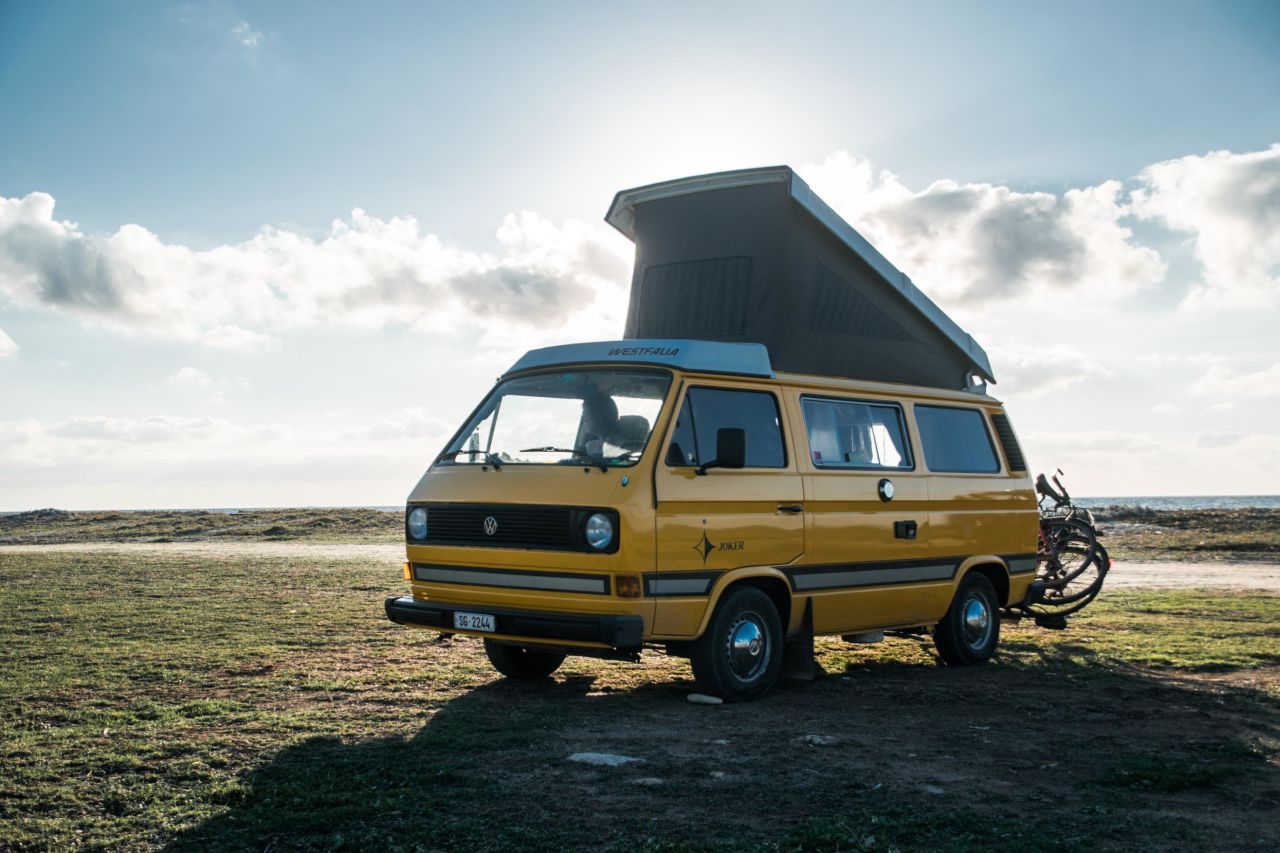 A classic Volkswagen Westfalia Camper pictured in Sardinia, Italy. Commonly known as the "Camper Van," the iconic minibus ceased production at the end of 2013 in Brazil. 