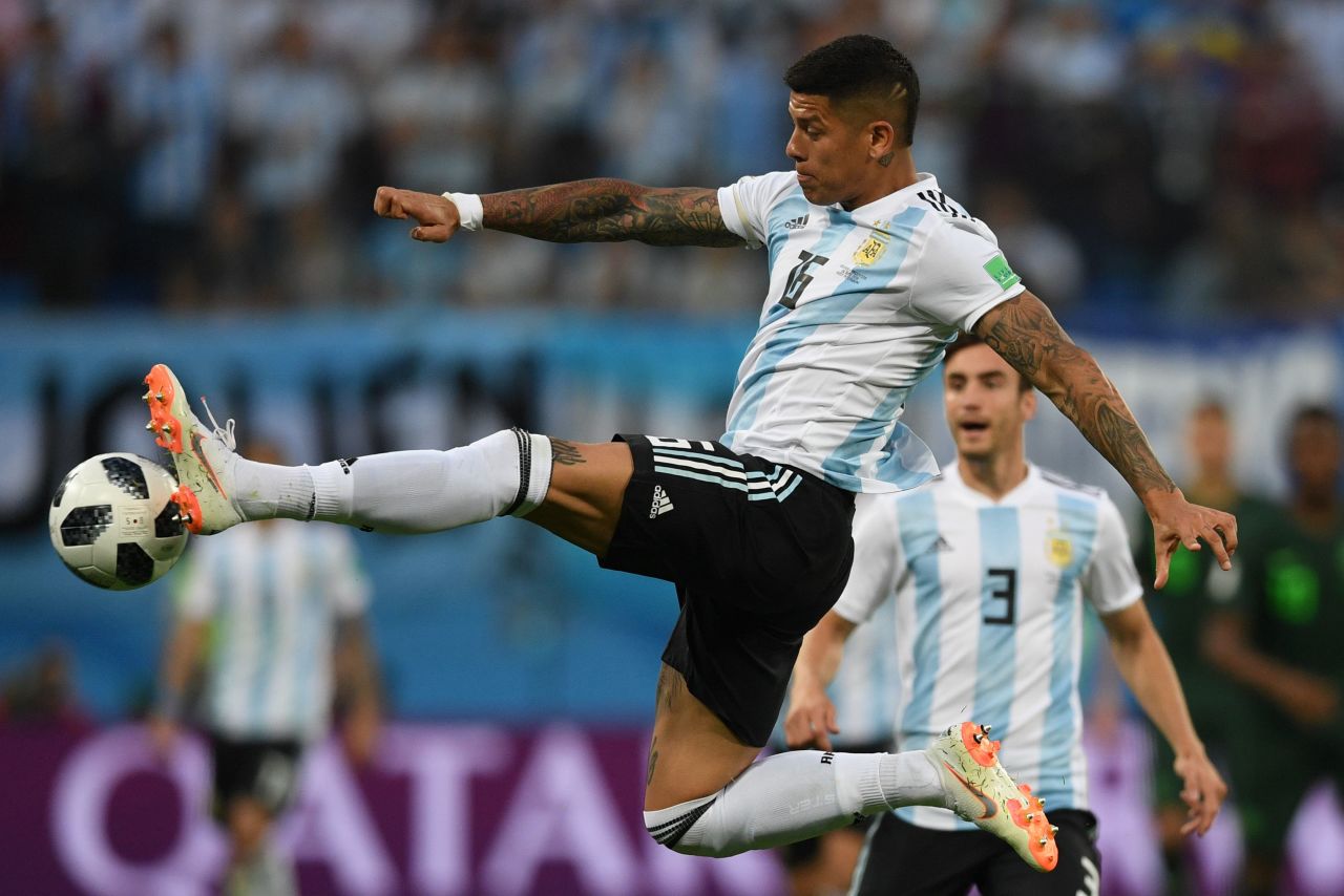 Rojo controls the ball earlier in the match against Nigeria.