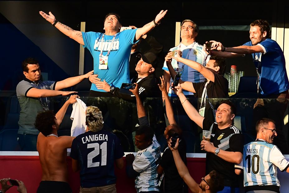 Argentina legend Diego Maradona was in the crowd once again, drawing attention from fans just as he did when he was a player.