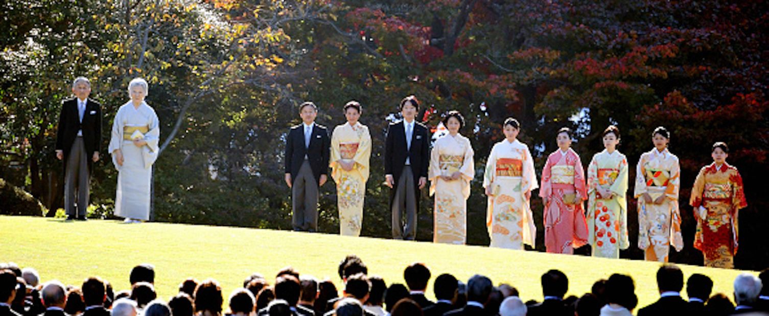 The Japanese royal family photographed during the Autumn Garden Party at the Akasaka Imperial Garden in Tokyo on November 9, 2017.