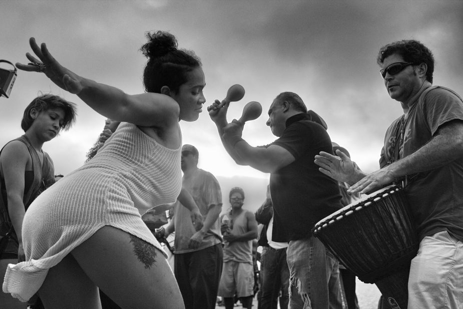 Dancers and musicians at Venice Beach's drum circle.