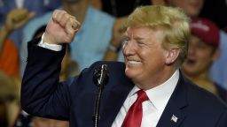 President Donald Trump, in town to support Gov. Henry McMaster, speaks to the crowd at Airport High School, Monday, June 25, 2018, in West Columbia, S.C. (AP Photo/Richard Shiro)