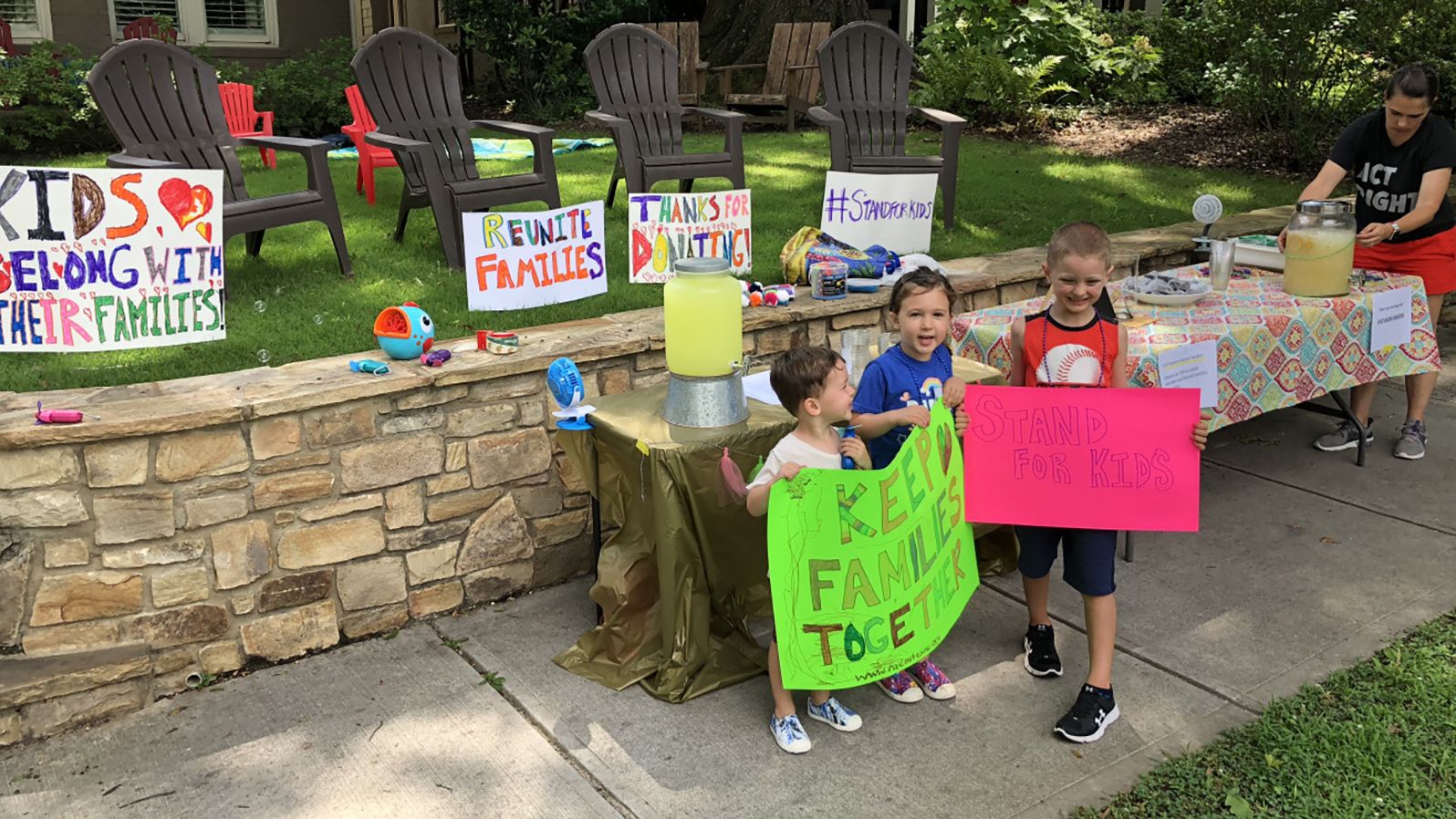 About 20 families got together to host the lemonade stand.