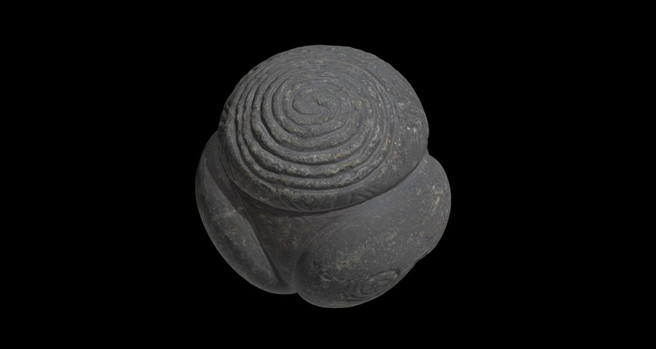 The Towie ball, seen here as a 3D image, is perhaps the most beautiful example. It is on display at the National Museums Scotland, in Edinburgh.