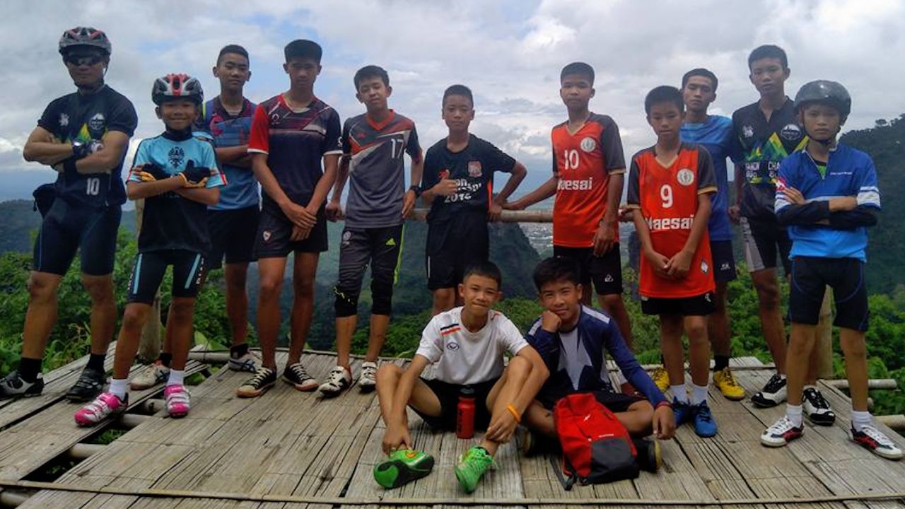 The Wild Boars soccer team in a photo taken during a previous outing into the hills.