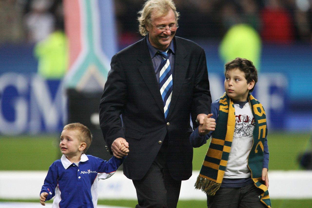 Rives has still been an active presence in rugby circles since his retirement. He was invited to stay with the French side during the 2011 World Cup in New Zealand and is pictured here with his son Jasper (L) before the 2007 World Cup final in Paris. 