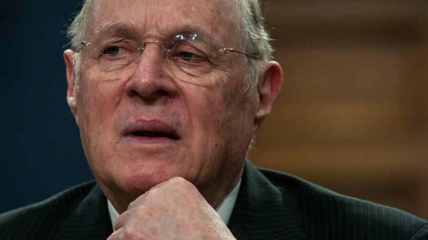 FILE -- Supreme Court Justice Anthony Kennedy speaks a hearing on Capitol Hill in Washington, March 23, 2015. Kennedy cited racial discrimination grounds in ordering Hawaiian officials to not count ballots in an election only open to native islanders, in a stay issued on Nov. 27. (Gabriella Demczuk/The New York Times)
