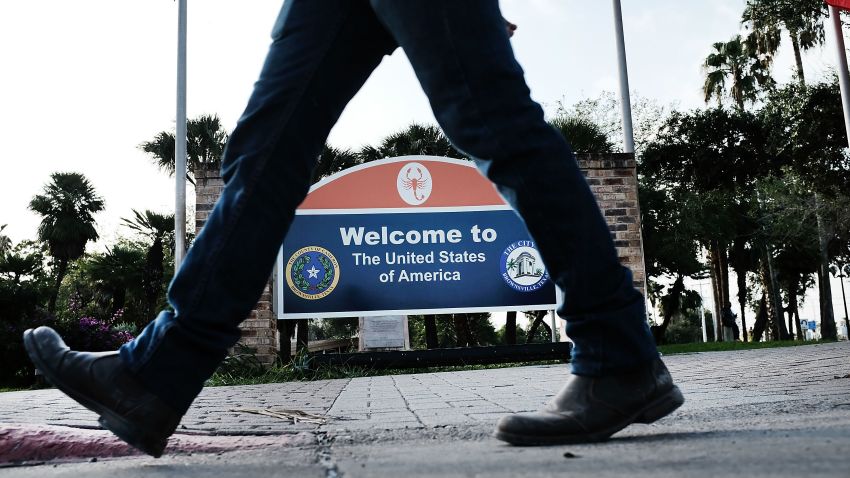 A sign welcomes people to the U.S. from Mexico on June 25, 2018 in Brownsville, Texas. Immigration has once again been put in the spotlight as Democrats and Republicans spar over the detention of children and families seeking asylum at the border. Before President Donald Trump signed an executive order last week that halts the practice of separating families who are seeking asylum, more than 2,300 immigrant children had been separated from their parents in the zero-tolerance policy for border crossers.