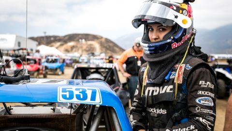 Mia Chapman prepares for battle in the Lucas Oil Off Road Racing Series.