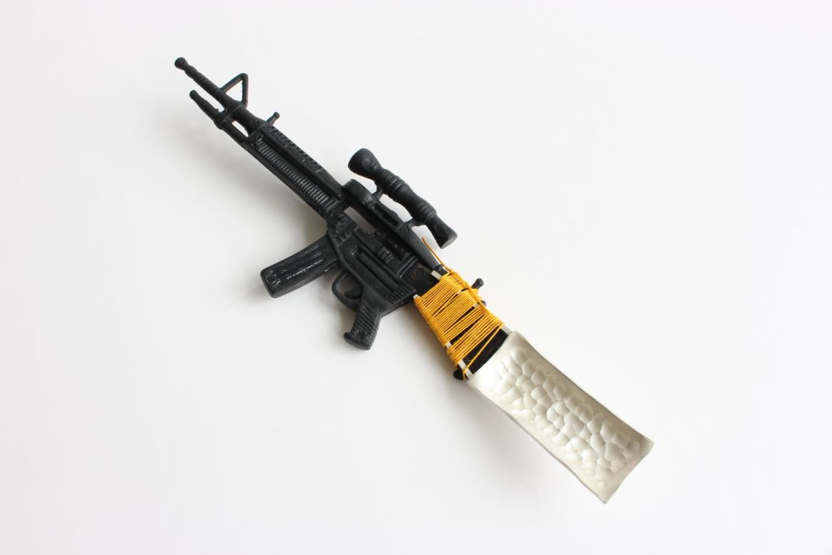 Toy Machine Gun Spoon by <a href="https://stuartcairns.com/" target="_blank" target="_blank">Stuart Cairns</a>, used at an event in 2016.