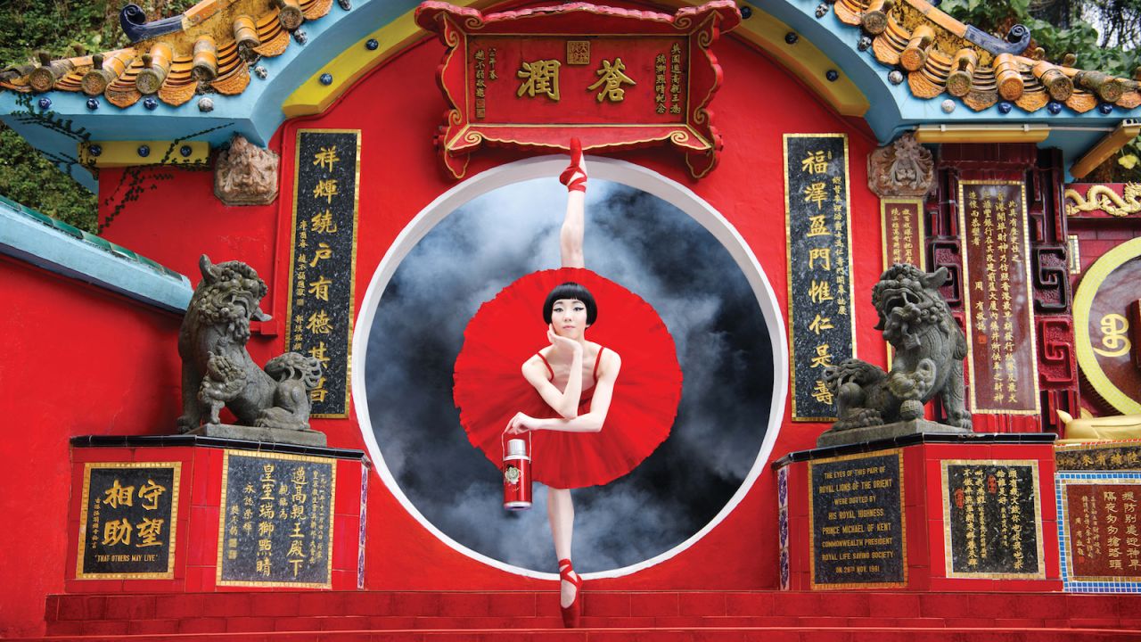 <strong>Tin Hau Temple, Repulse Bay:</strong> Hong Kong Ballet dancer Chen Zhiyao strikes a dramatic pose in front of Tin Hau Temple in Repulse Bay. It's one of Hong Kong's oldest temples. 