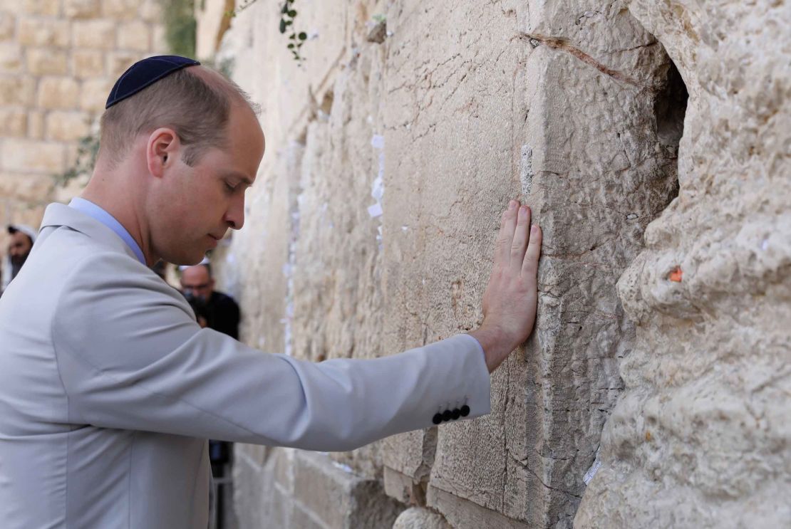 The Duke of Cambridge at the Western Wall.