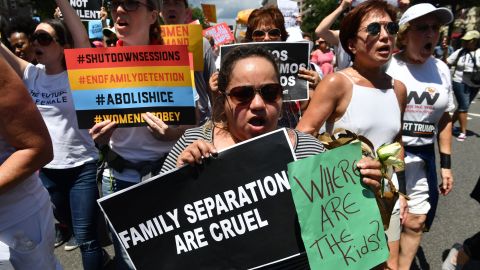 Protesters in Washington demand an end to the separation of migrant children from their parents.