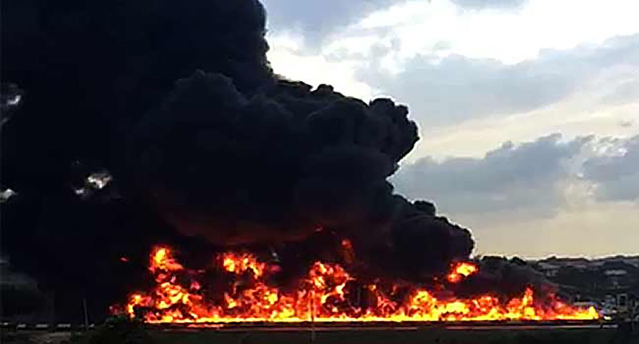 Scene of the explosion in Lagos, Nigeria. 