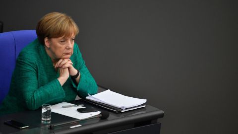 Merkel attends a Bundestag session in June 2018. She pressed lawmakers <a href=