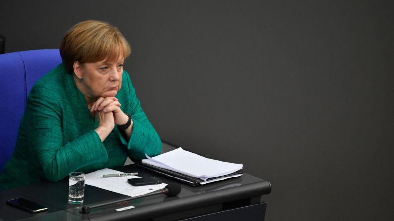 Merkel attends a Bundestag session in June 2018. She pressed lawmakers <a href="index.php?page=&url=https%3A%2F%2Fwww.cnn.com%2F2018%2F06%2F28%2Feurope%2Feu-summit-migration-merkel-intl%2Findex.html" target="_blank">to back a tough but humane asylum and migration policy</a> for the European Union.