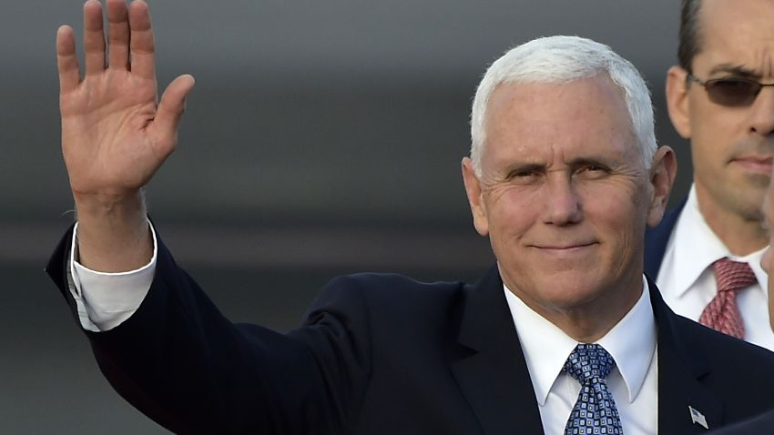 US Vice President Mike Pence waves upon arrival at Mariscal Sucre airport in Quito on June 27, 2018. - Pence visits Ecuador as part of a Latin American tour. (Photo by RODRIGO BUENDIA / AFP)        (Photo credit should read RODRIGO BUENDIA/AFP/Getty Images)