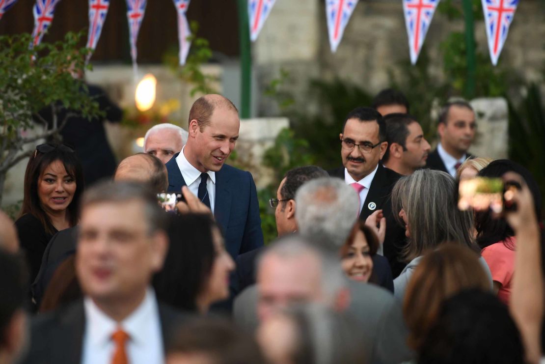 Prince William speaks during a reception in the residence of the British Consul General in Jerusalem.
