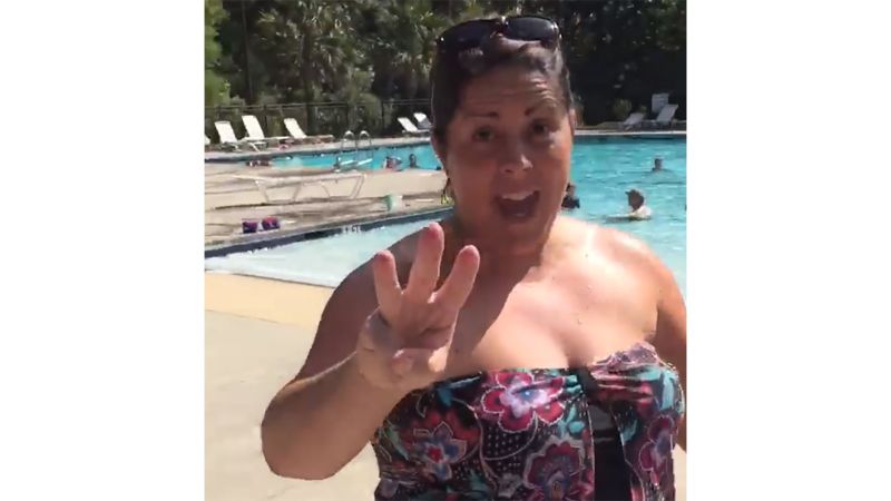 A white woman allegedly hit a black teen, used racial slurs and told him to leave a pool