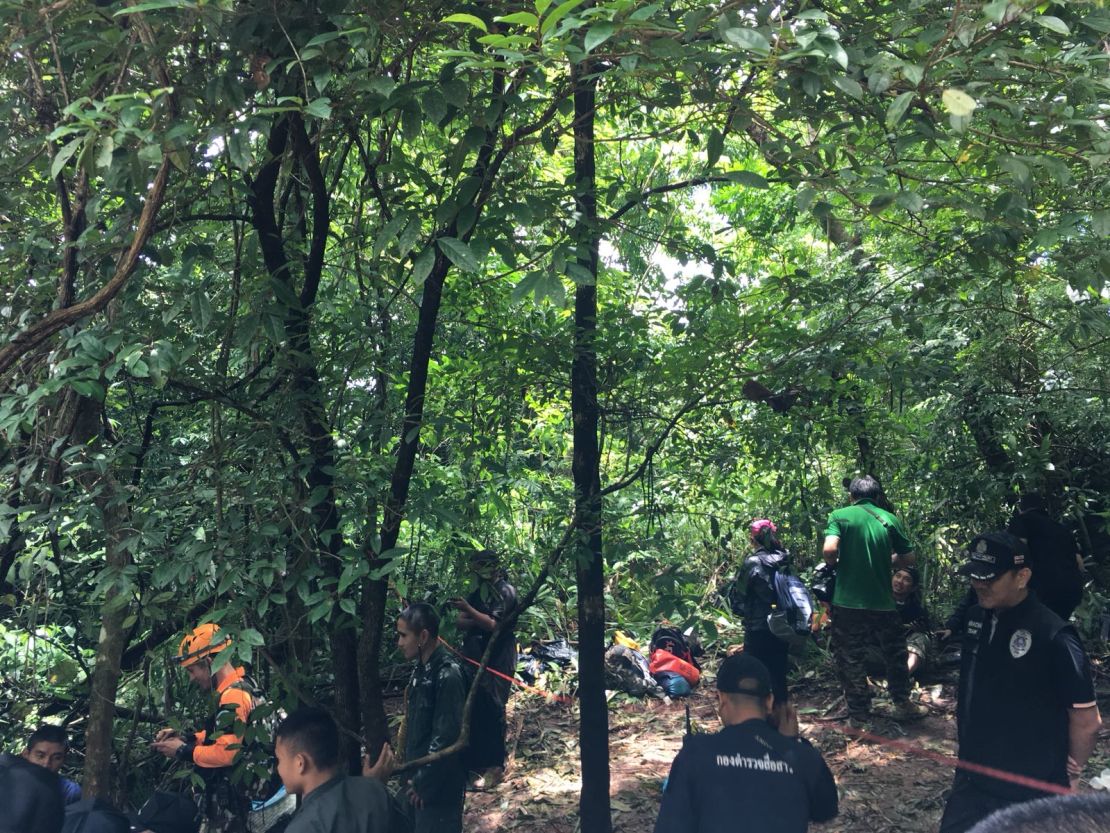 Trekkers are having to navigate thick jungle and difficult underfoot conditions in the trek to the chimney site.