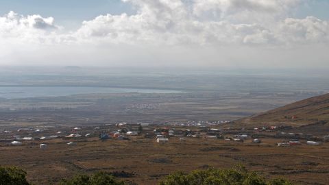A camp for displaced Syrians near the village of Burayqah in the southern province of Daraa, near the Israeli-occupied Golan Heights.