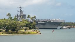 180626-N-CZ893-2411 PEARL HARBOR (June 26, 2018) The aircraft carrier USS Carl Vinson (CVN 70) enters Pearl Harbor in preparation for Exercise Rim of the Pacific (RIMPAC) 2018. Twenty-five nations, more than 45 ships and submarines, about 200 aircraft, and 25,000 personnel are participating in RIMPAC from June 27 to Aug. 2 in and around the Hawaiian Islands and Southern California. The world's largest international maritime exercise, RIMPAC provides a unique training opportunity while fostering and sustaining cooperative relationships among participants critical to ensuring the safety of sea lanes and security of the world's oceans. RIMPAC 2018 is the 26th exercise in the series that began in 1971. (U.S. Navy photo by Mass Communication Specialist 3rd Class Jason Isaacs)