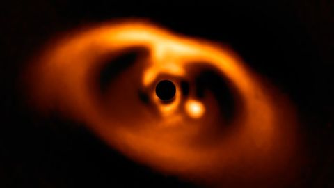 This is the first clear image of a planet caught in the act of formation around the dwarf star PDS 70. 