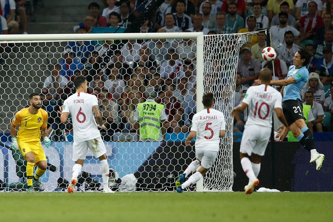 Cavani's header was his 44th for Uruguay