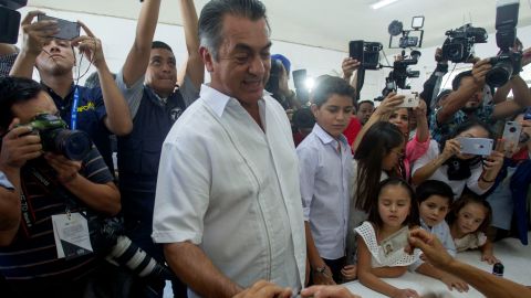 Jaime "El Bronco" Rodriguez Calderon casts his vote in Monterrey, Mexico.