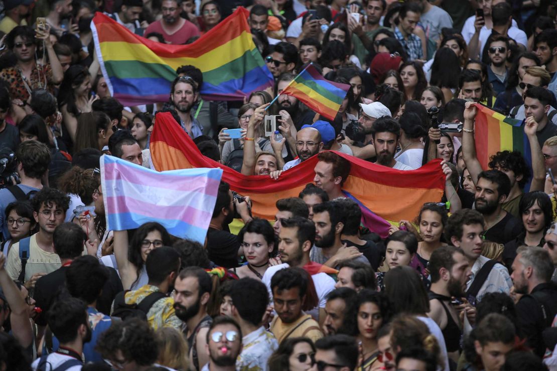 Activists march in Istanbul on Sunday.