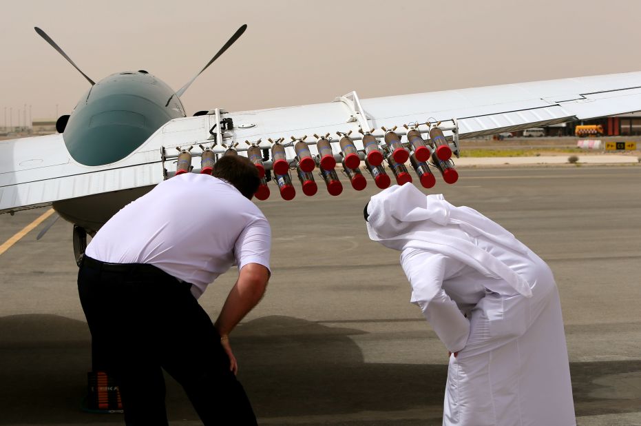 The United Arab Emirates has invested in another solution to tackle the water problem -- rainfall-enhancing technology called cloud seeding. During cloud seeding missions, aircraft eject salt crystals from flares mounted on their wings to stimulate condensation and the growth of water droplets.