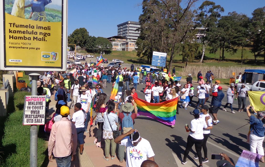 Marchers in Swaziland's first-ever pride parade in Mbabane. 