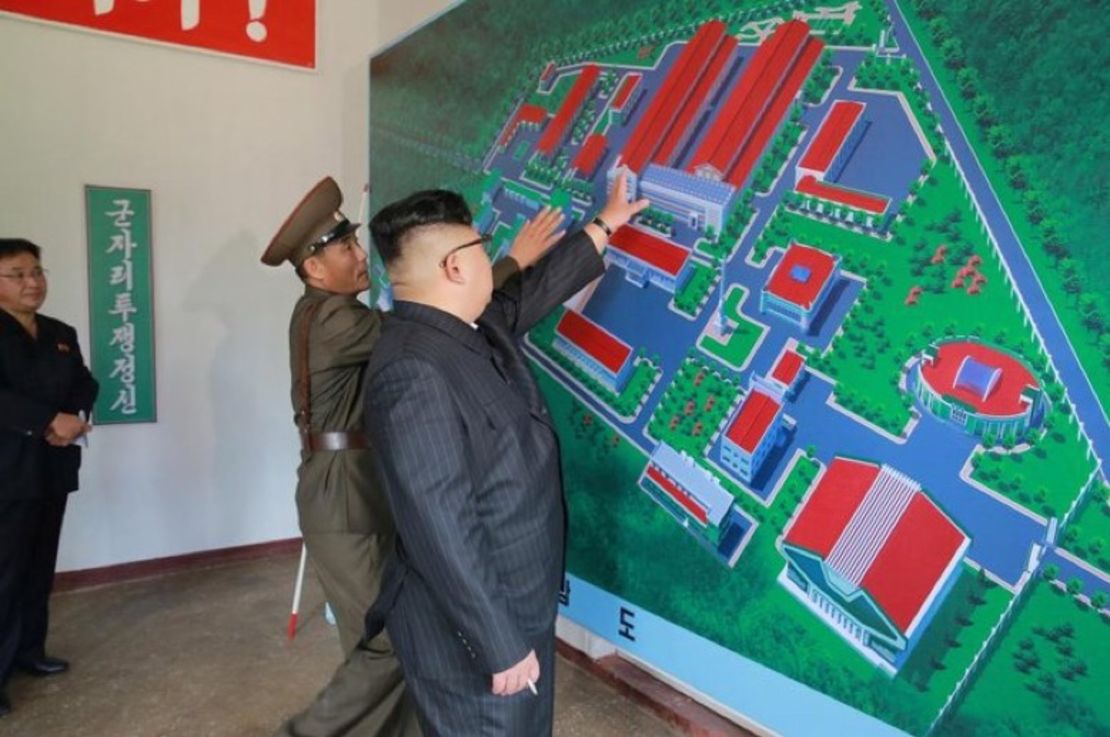 A photograph released by North Korean state media last year showing Kim inspecting an artist's rendition of the purported facility.